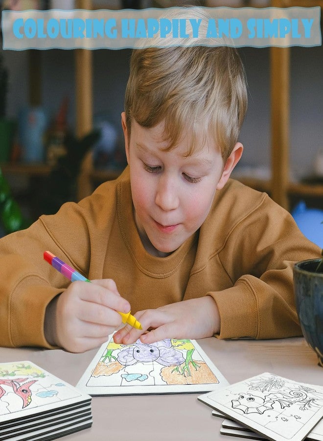 هاها ماجيك، مجموعة ألغاز للأطفال مكونة من 12 قطعة للرسم عليها، مع 12 قلم تلوين قابل للتكديس (7 ألوان في قلم واحد)، مناسبة كألعاب مسلية في الفصل الدراسي لصنع الألغاز الخاصة بك، وهدايا حفلات الأطفال وجوائز الكرنفال للأطفال - Image 5